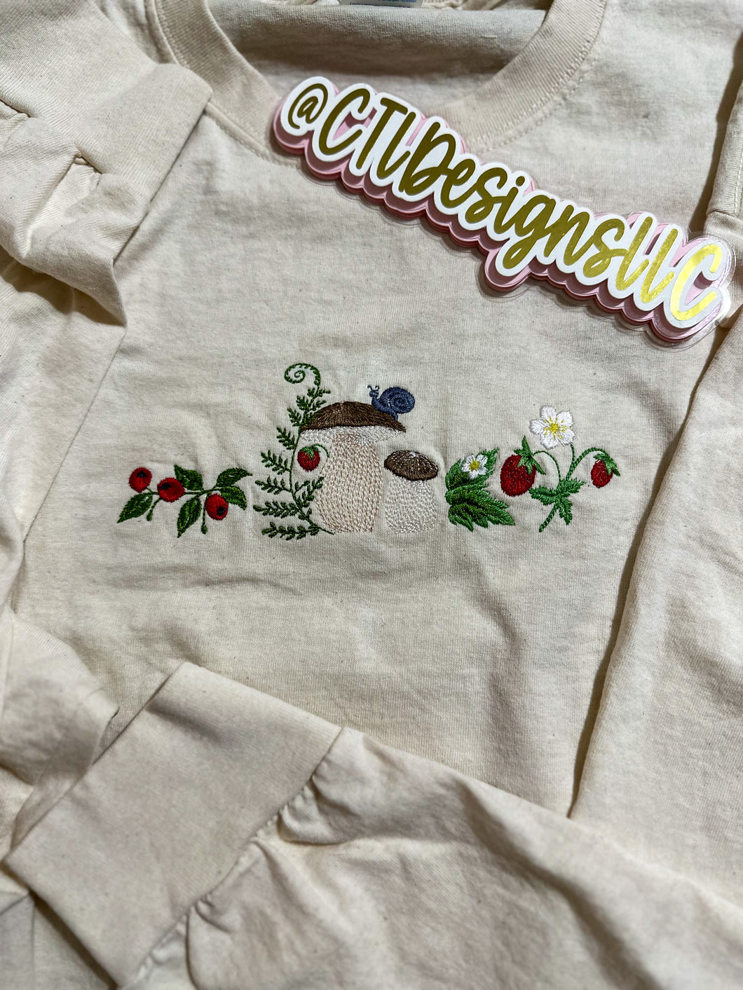 Trendy cottage core inspired embroidered long sleeve t shirt