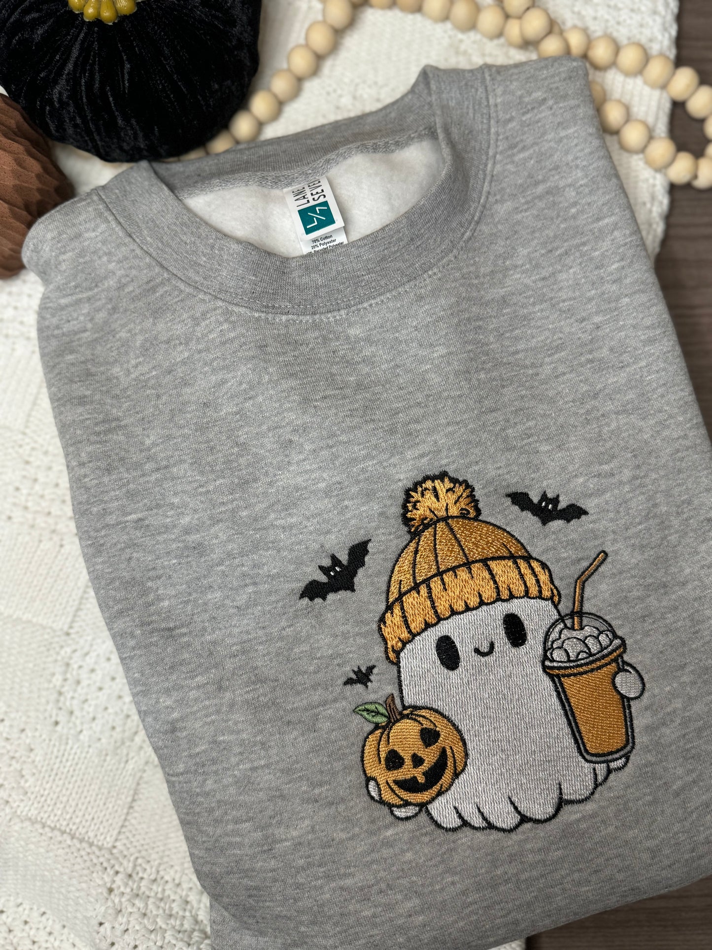 Embroidered Mr. Cutie the Ghost crewneck sweatshirt