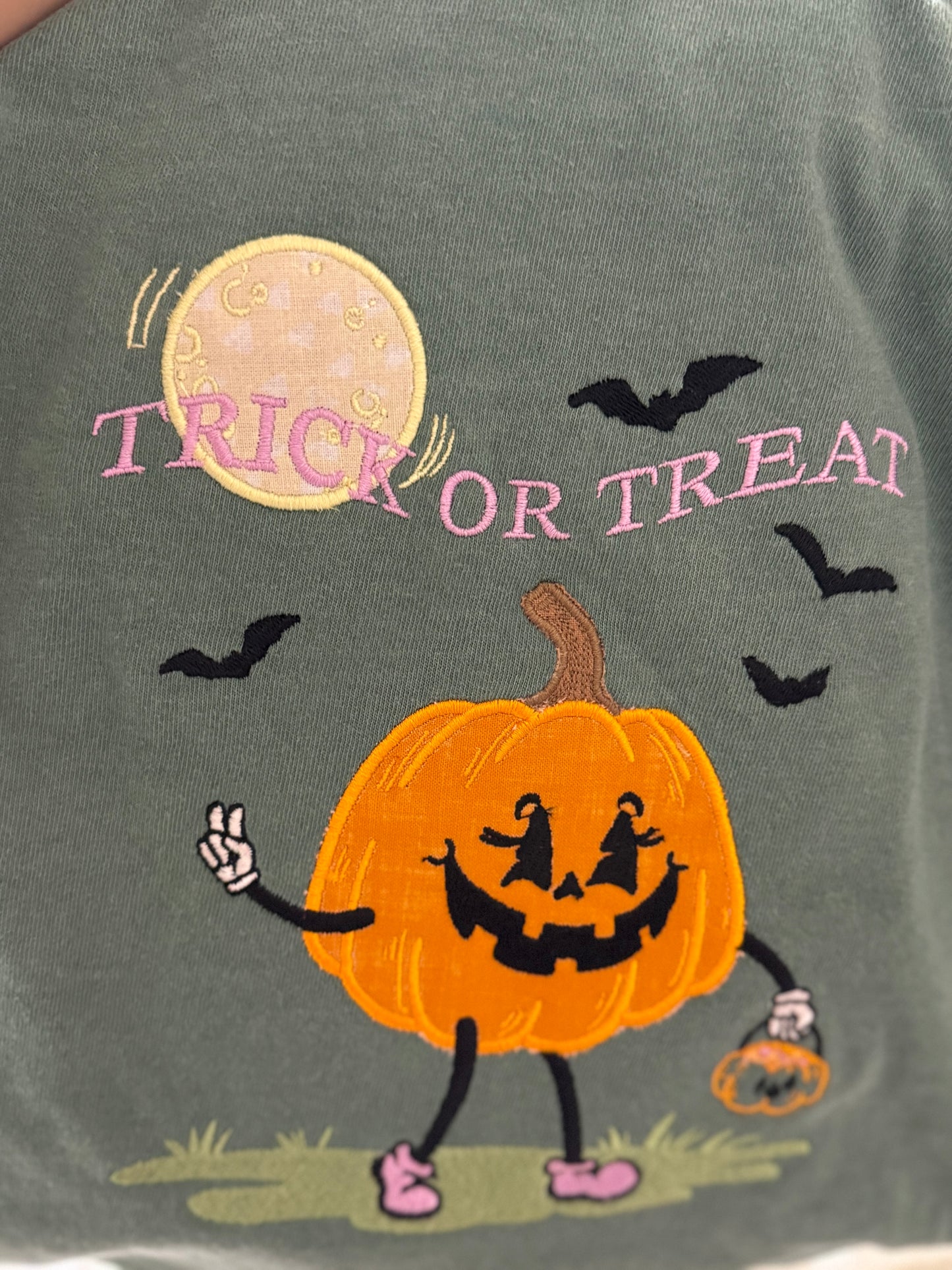 Trick or Treat embroidered t shirt , crewneck, or long sleeve t