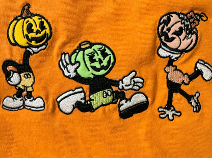 Retro pumpkin trio Embroidery T shirt