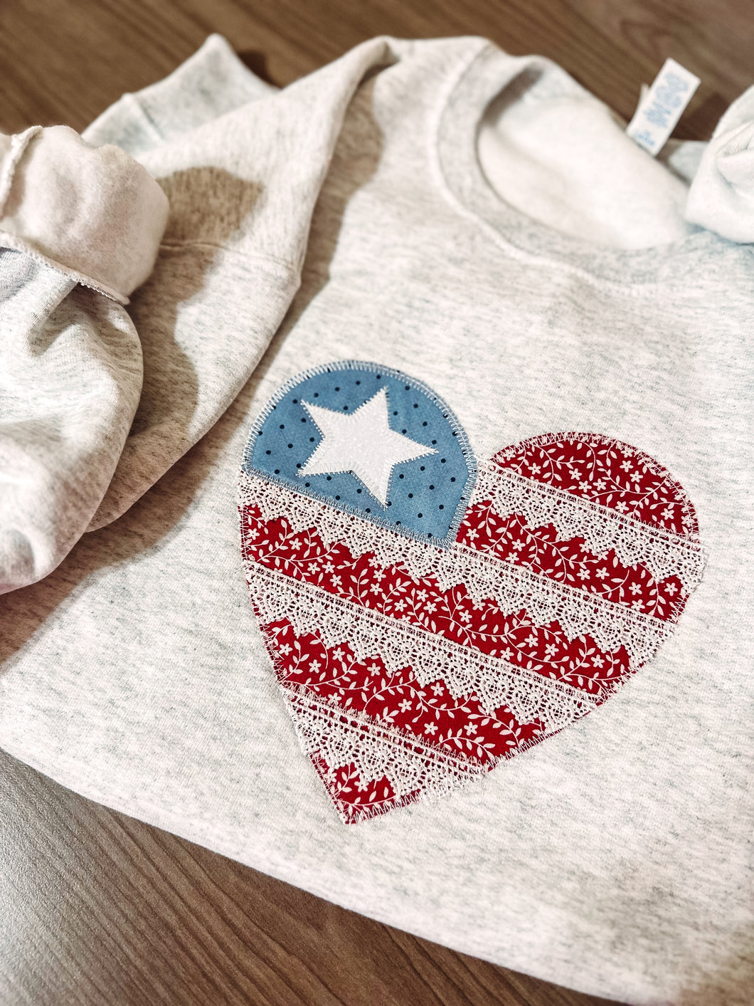Embroidered Heart Shaped Flag Crewneck