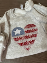 Load image into Gallery viewer, Embroidered Heart Shaped Flag Crewneck
