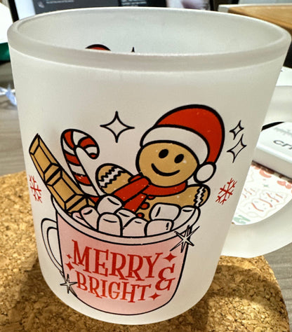 Merry and bright gingerbread clear frosted mug