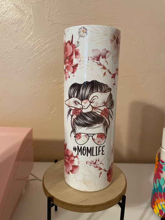 Mom life floral tumbler